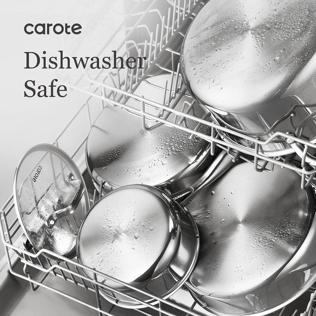30 PCS Tri-Ply Stainless Steel Cookware Set, Pots and Pans Set, Non Toxic Induction Kitchen Cooking Sets, Cookware