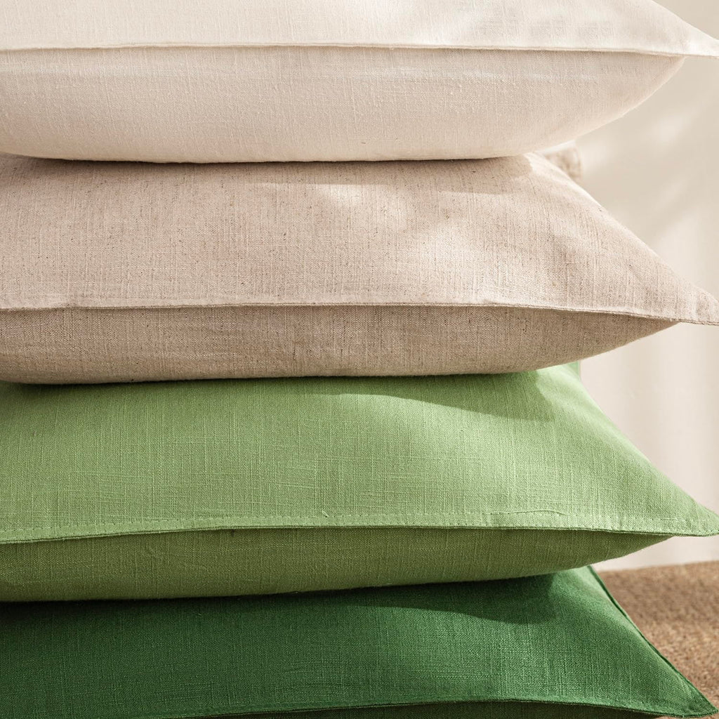 Linen Solid Decorative Throw Pillow Covers 18x18 Inch Lime Green