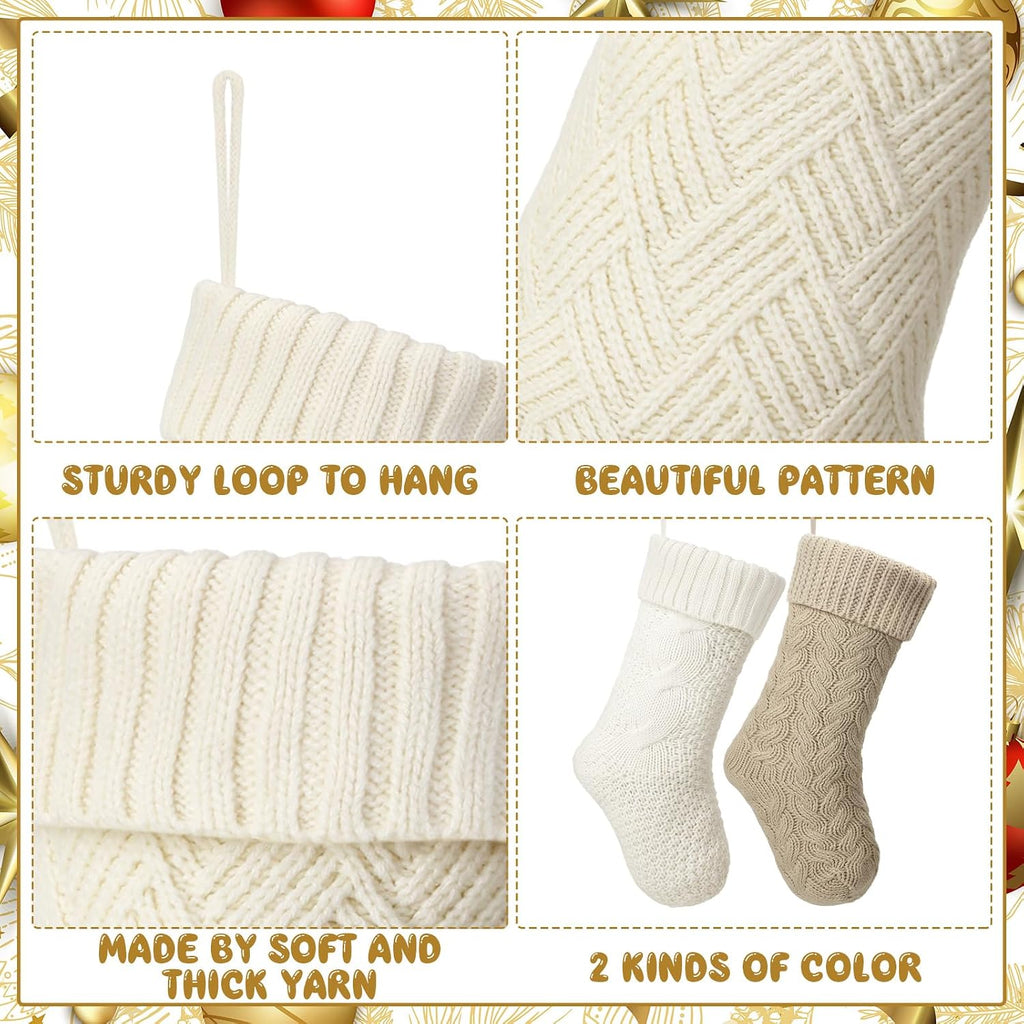 Cable Knit Christmas Stockings 18 Inch Large,Charming Color - Set of 6