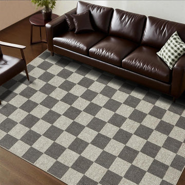 Checkered Rug 5x7 Washable Soft Rug Low-Pile Boho Rugs with Non-Slip Backing s, Classroom, ‎Dining Room, Office, Kids