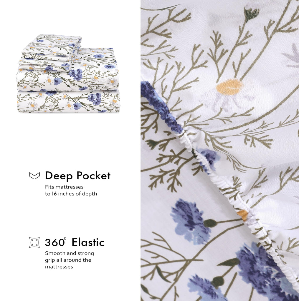 100% Cotton Sheets, Percale Sheet Set, Sweet Pea