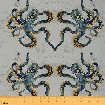 Octopus Fabric by The Yard 1 Yard Ocean Kraken Upholstery Fabric for Chairs Tentacles Decorative Fabric Sealife Sea