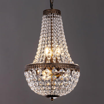 6 Lights French Empire Crystal Chandelier 13 Inch Farmhouse Chandeliers Lighting, Antique Bronze Adjustable Ceiling Pendant Light Fixture for Dining Living Room Bedroom Bathroom Foyer