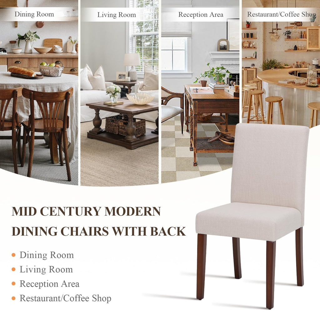 Upholstered Set of 4, Fabric Dining Room Chairs, Modern Wooden Dining Chair, Kitchen Side Chairs, Farmhouse Dinner
