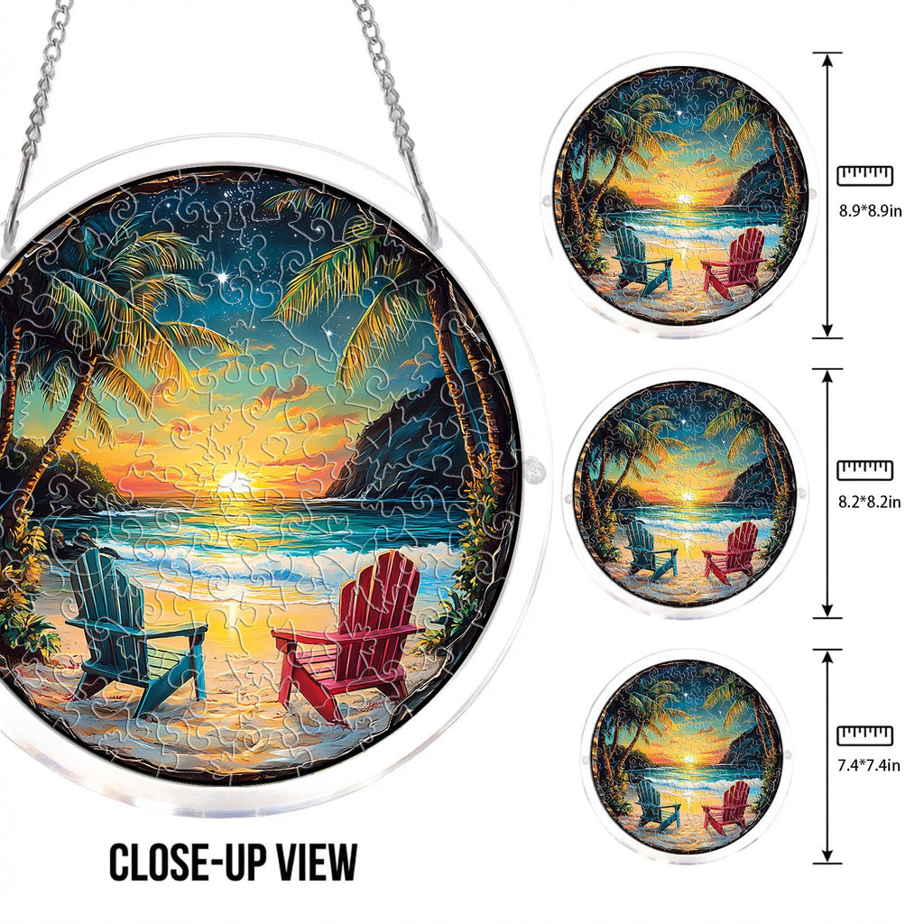 Acrylic Suncatcher Puzzle-Beach Vacation 8.9in