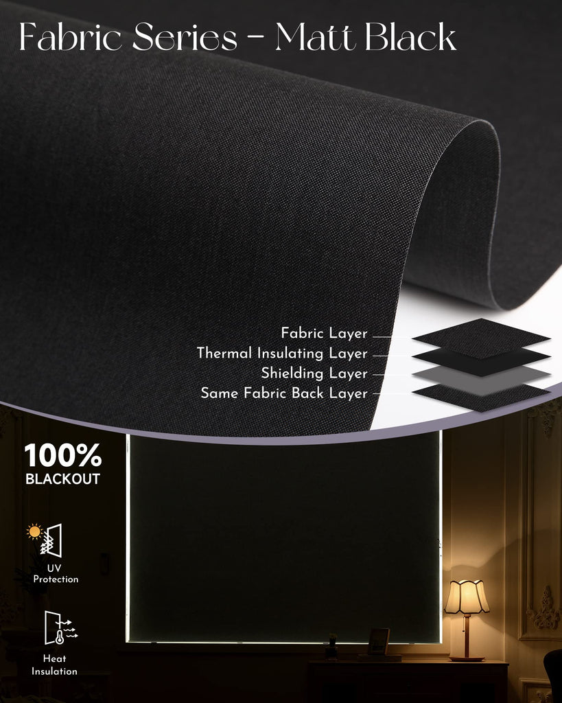 Motorized Shades 100% Blackout Compatible with Alexa Google WiFi Smart Hardwired Window Shade Remote Control Thermal