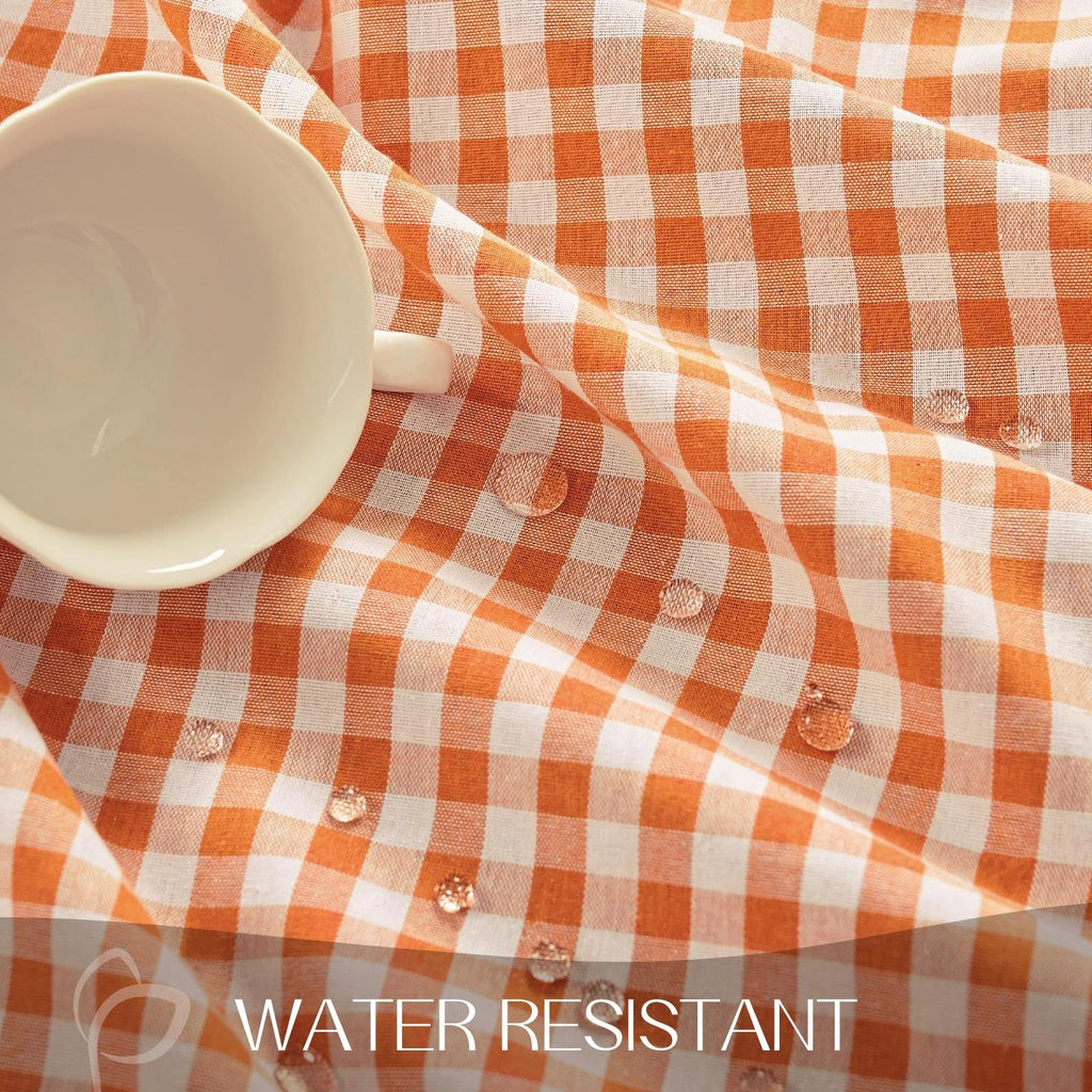 Fall Gingham Ruffled Tablecloth Rectangle, 60 x 84 Inch Orange