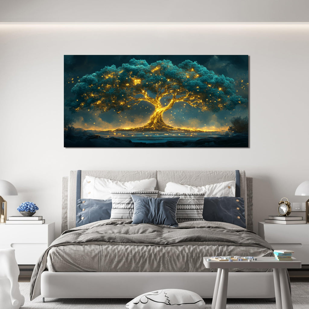 Canvas Wall Art Decor Artwork for Walls Green Gold Wall Art Decor Tree of Life Wall Art Tree Wall Decor Art Wall Art