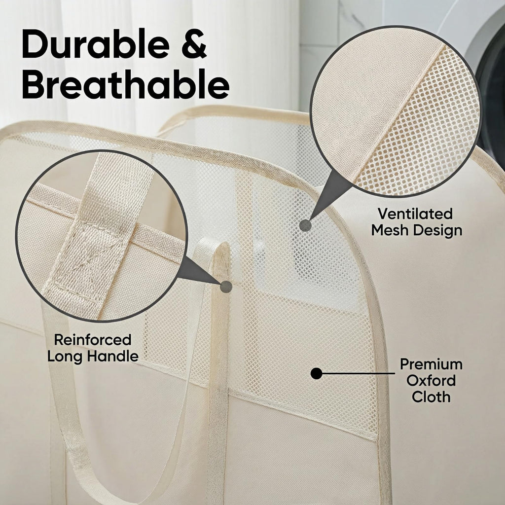 Foldable Laundry Basket with Mesh Window