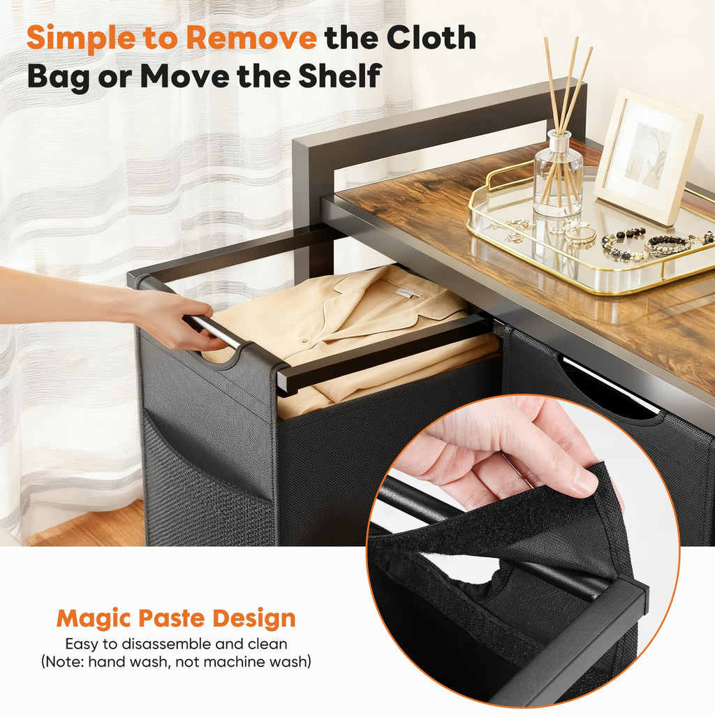 Laundry Hamper Sorter, Rolling Laundry Basket, 3 x 10.6 Gal