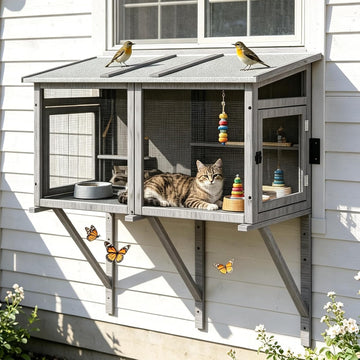 Compact Window Catio for Indoor Cats, Wall Mount Cat Window Box
