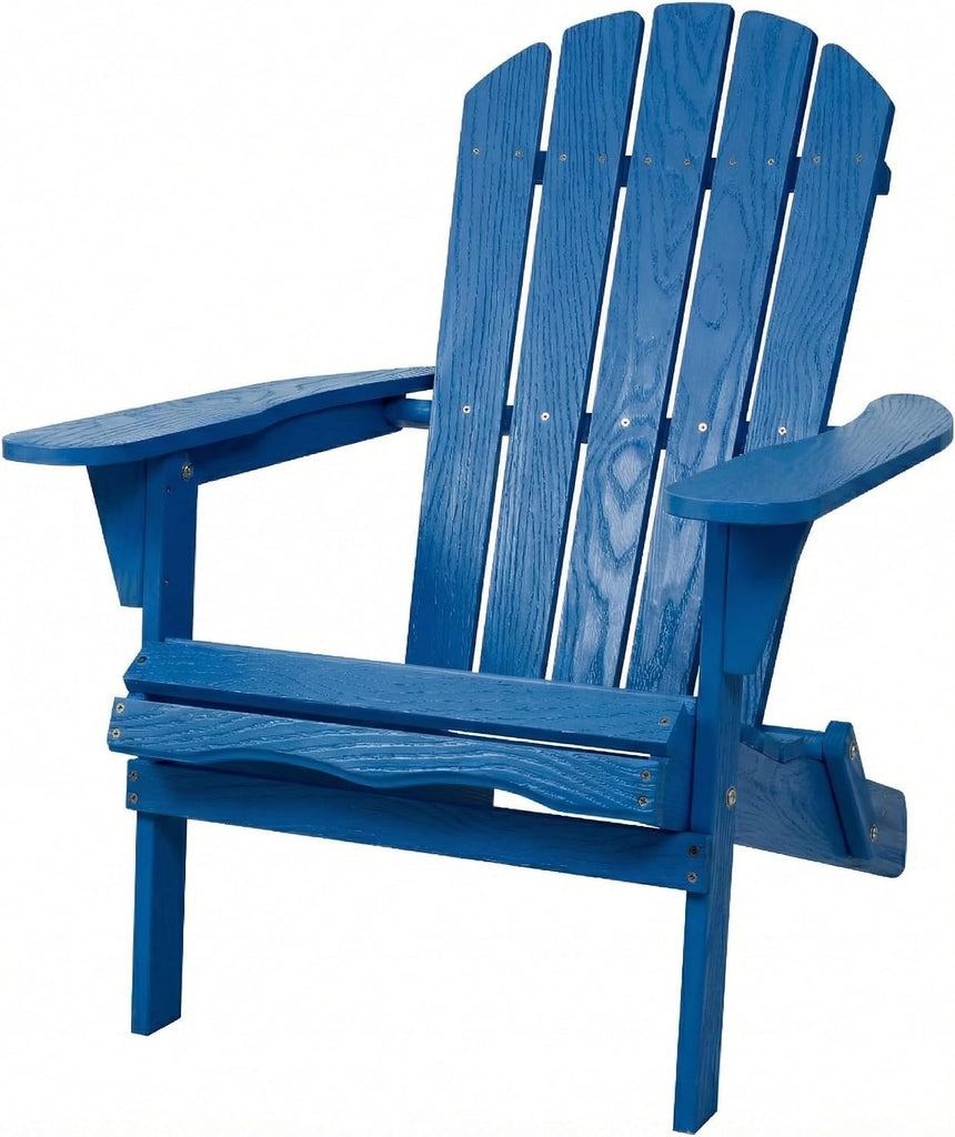 Outdoor Adirondack Chair Set of 2, Wooden Folding Patio Firepit Chairs with Pre-Assembled BackRest & Seat Board for