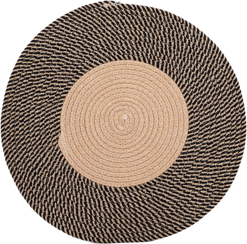 Round Jute Rug Reversible Retro Nordic Circle Carpet (45cm