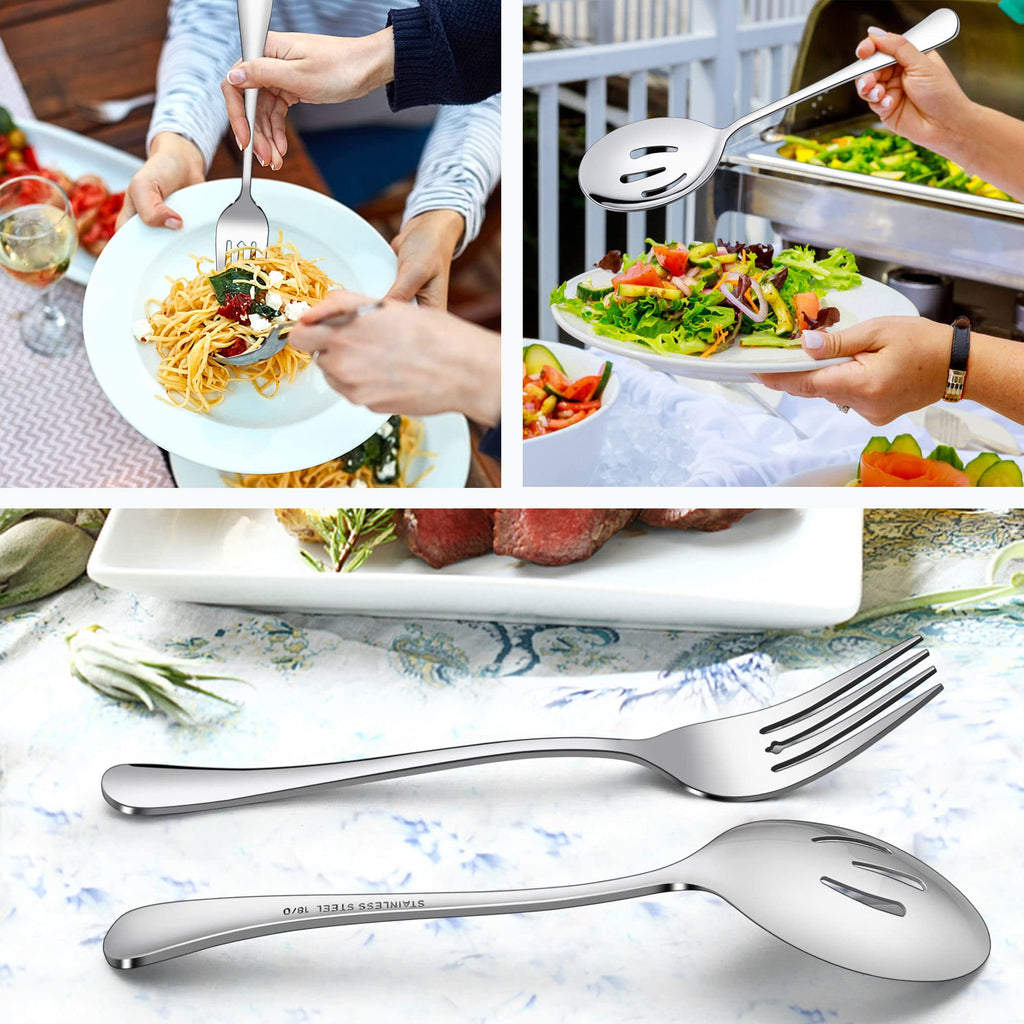 66-Piece Silverware Set with Serving Utensils, Stainless Steel Silverware Flatware Set for 12, Elegant Cutlery