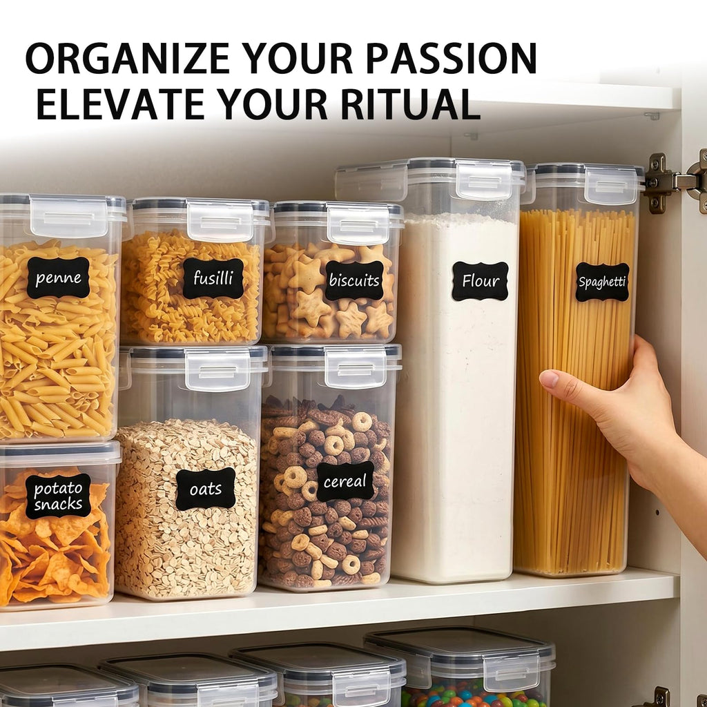24 PCS Airtight Food Storage Containers with Lids, Plastic Kitchen and Organization Canisters for Cereal, Dry Food