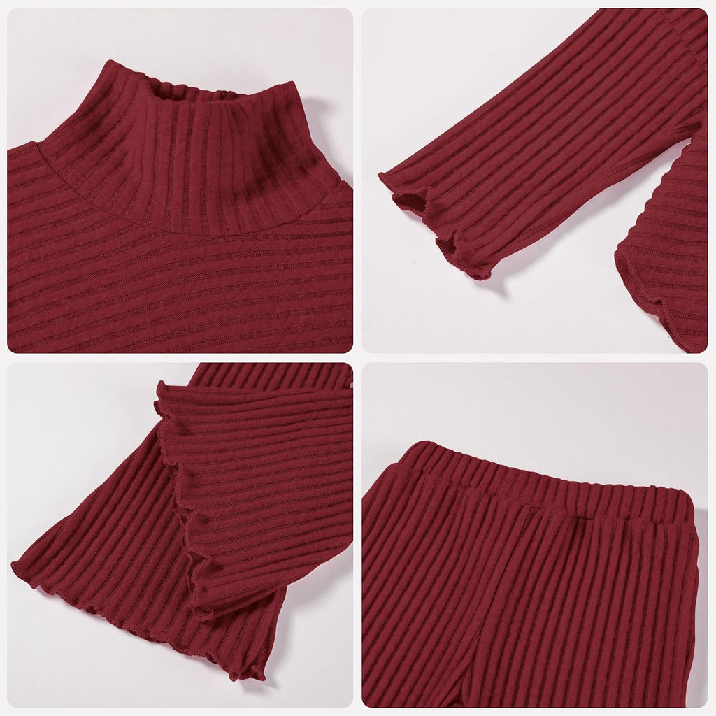 Toddler Girls Long Sleeve Ribbed Knit 2 Piece Set