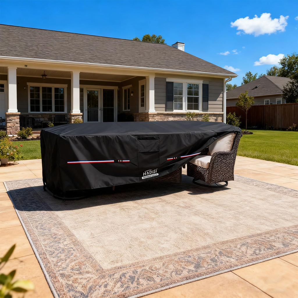 Patio Furniture Covers, Outdoor Furniture Cover Waterproof, 600D Rectangular Patio Heavy Duty Table Cover, Outdoor