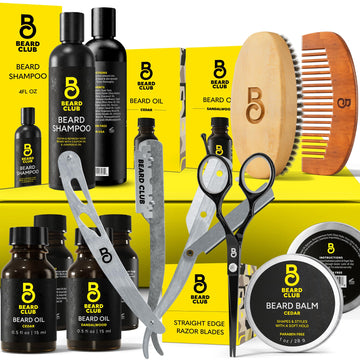Beard Kit for Men - Grooming & Care Kit - Cedar & Sandalwood Oil, Cedar Balm, Shampoo, Brush, Comb, Trimming