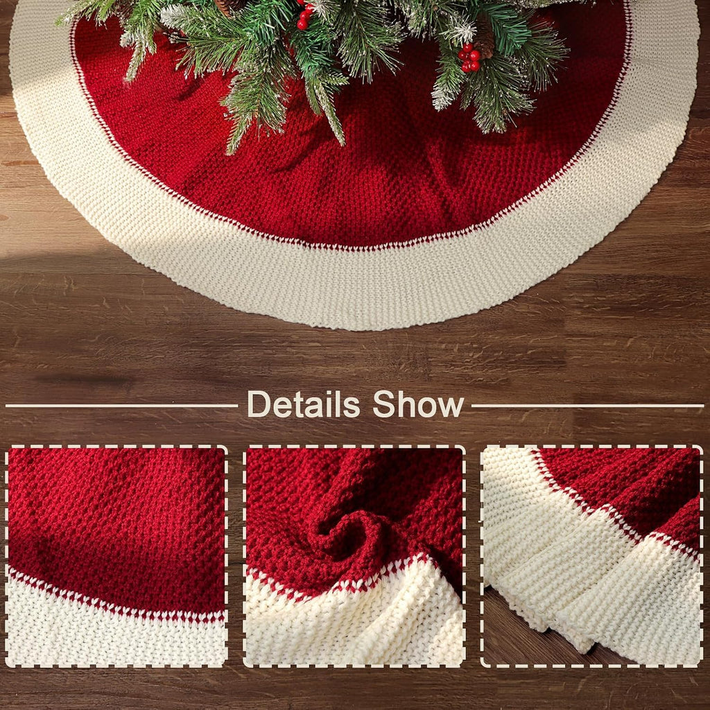 Knit Christmas Tree Skirts, Neutral Tree Skirt, Cozy Christmas Decorations