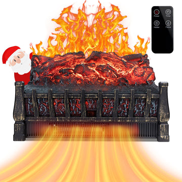 Electric Fireplace Logs Heater, Fireplace Insert Heater with Remote Control, Realistic Flame Effect, Infrared
