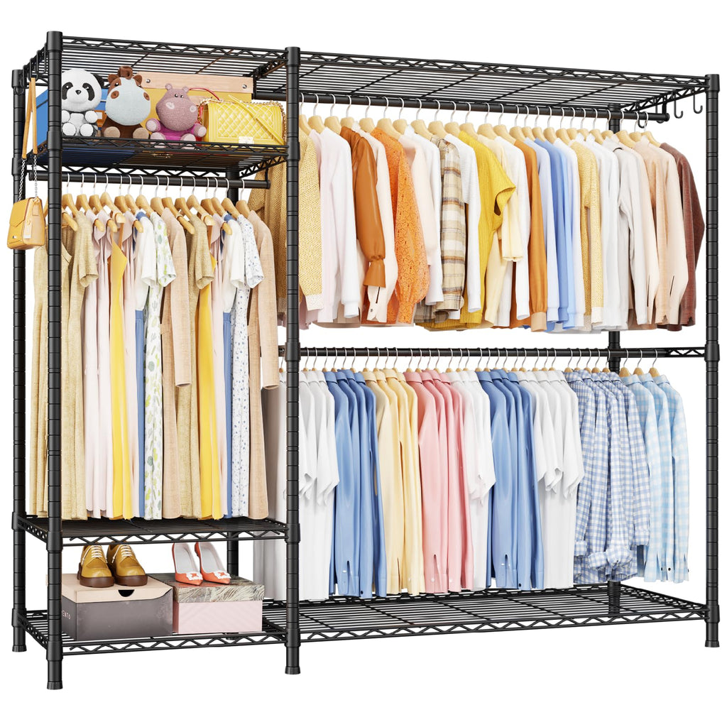 F7 Plus Clothes Rack, Clothing Racks for Hanging Clothes, Black