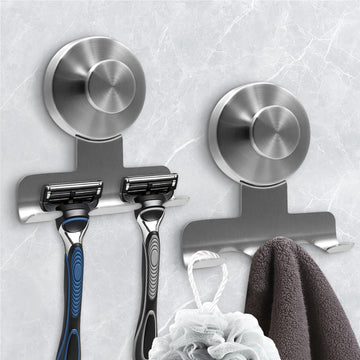 Suction Cup Razor Holder for Shower, Heavy-Duty 7KG Suction Hooks for Razor, Towel, Loofah, Removable Damage-Free Metal