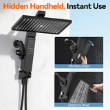 Filtered Rain Shower Head with Handheld Combo High Pressure 12'' Rainfall Shower Heads & Hidden Detachable Wand Dual