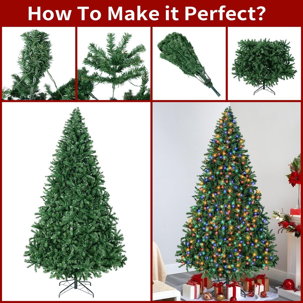 Prelit Christmas Artificial Tree with Led Lights, Lighted Xmas Tree