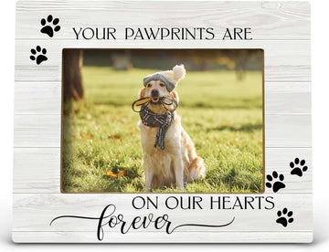 Your Pawprints are Forever in Our Heart Pet Memory Picture Photo Frame, Pet Dog Cat Memorial Picture Frames, Pet Loss