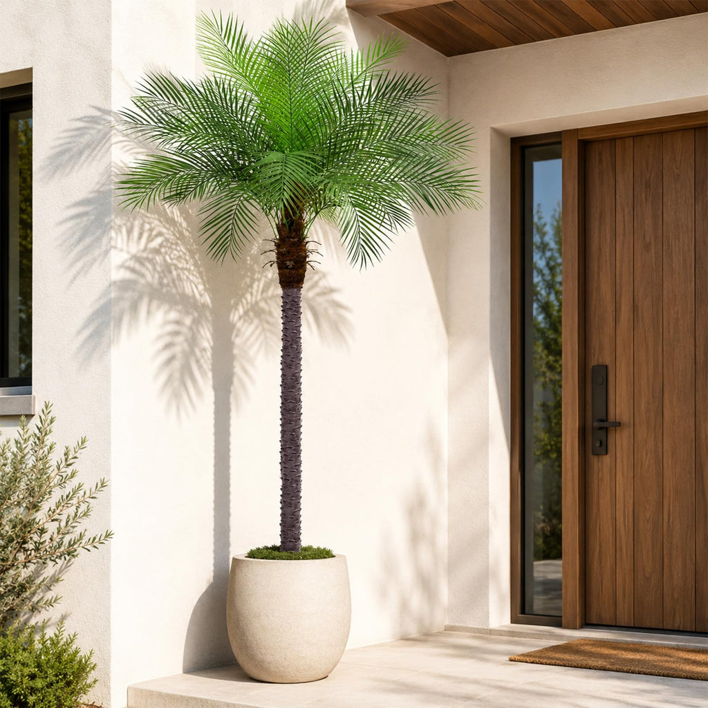 8ft Artificial Phoenix Palm Tree, Faux Coconut Silk Tropical Fake Palm Plant for Indoor Outdoor Home Office Patio