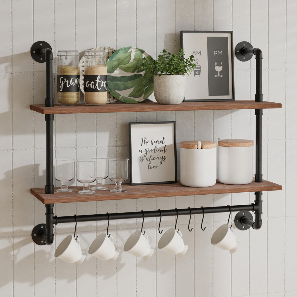 Industrial Pipe Shelving Bathroom Shelves with Towel bar 30 inch