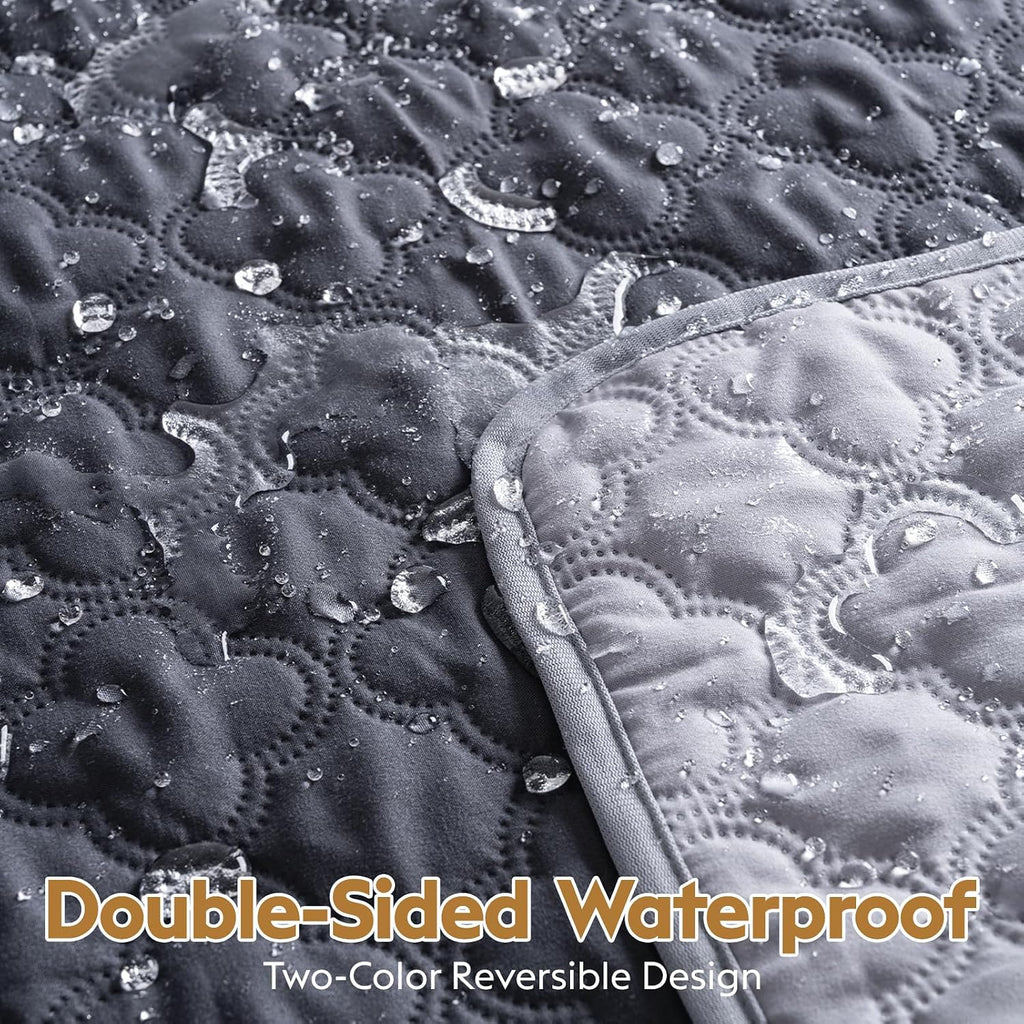 Waterproof Dog Blanket, Couch Cover for Dogs Washable, Reversible Dog Bed Cover. (Dark&Light Grey, 52 X 82 Inch - 1