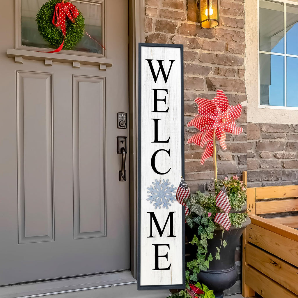 Interchangeable Welcome Sign for Front Porch Door, 45"X9" Black