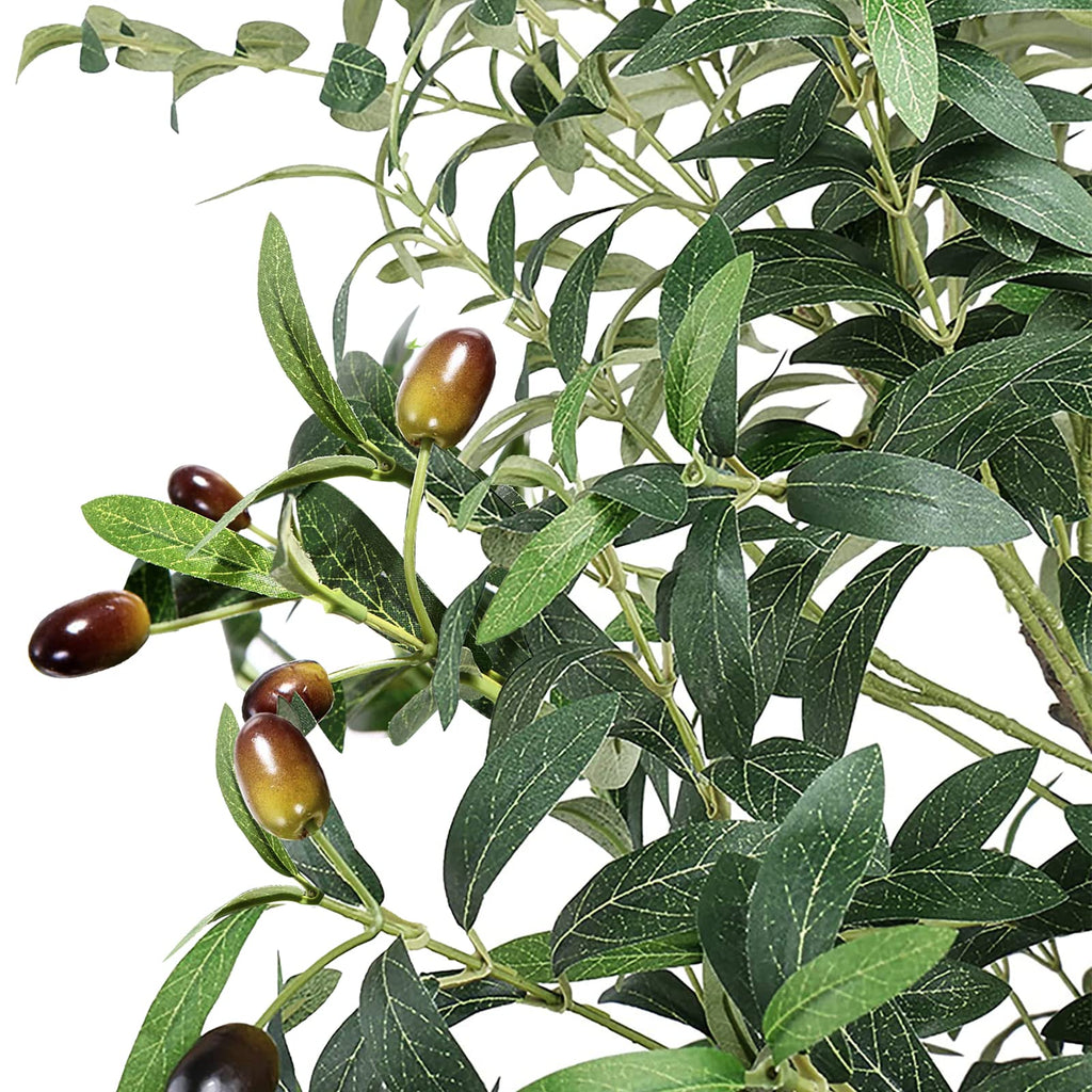 Artifical Tree 6FT Faux Olive Tree Home Decor Fake OliveTree Indoor with Natural Trunk and Lifelike Fruits in a Pot