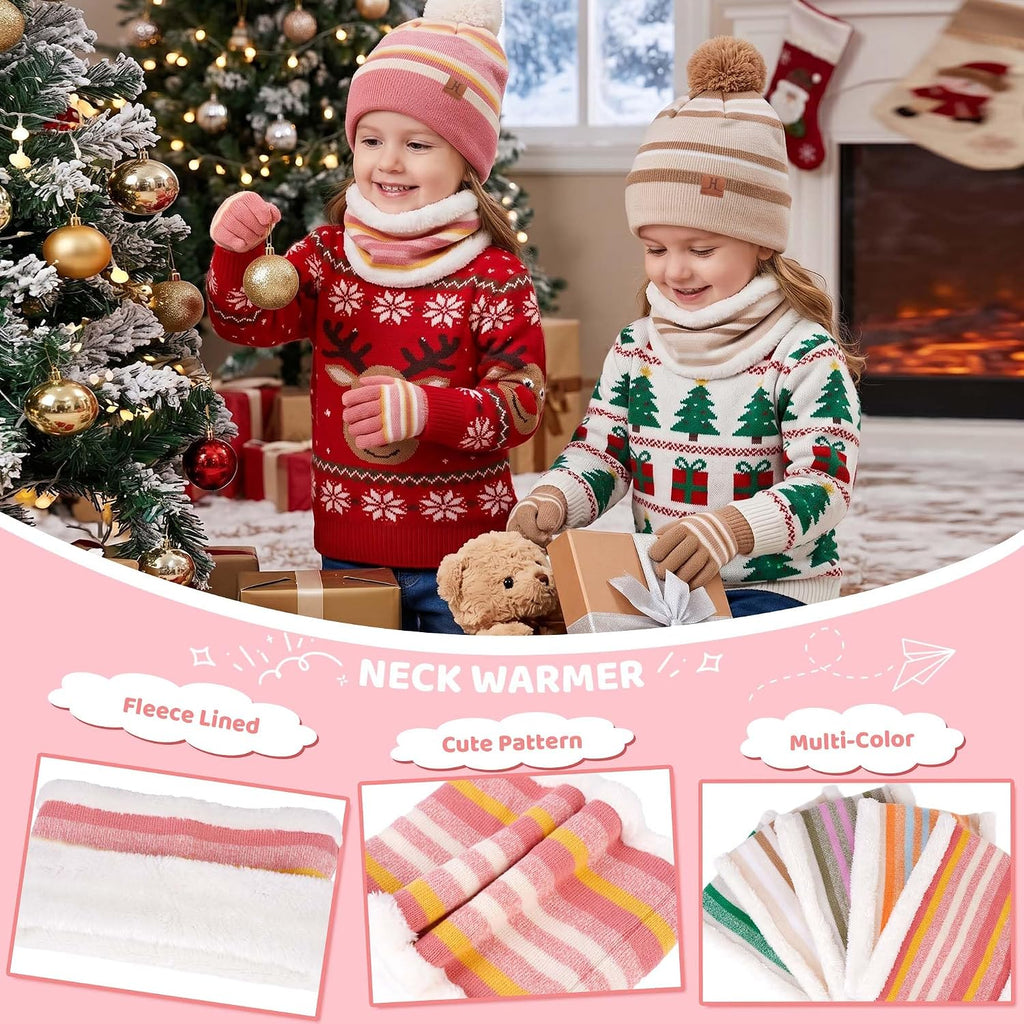 Toddlers Kids Winter Hats Gloves Scarf Neck Warmer Gifts