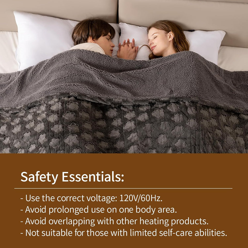 Heated Blanket Twin Size, 62"x84" Electric Blanket with 10 Heat Levels & 1-12H Adjustable Auto Off, Faux Fur and