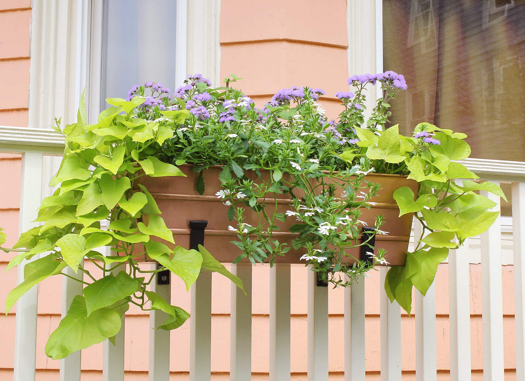Copper Plated Flower Box, Medium Window Flowerbox Planter