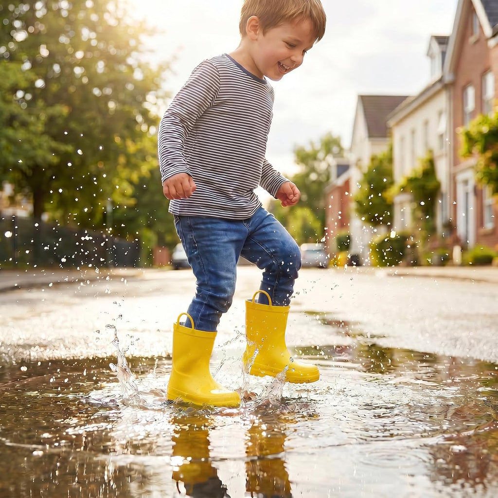 Kid's Waterproof Rubber Rain Boots for Toddlers Boys and Girls