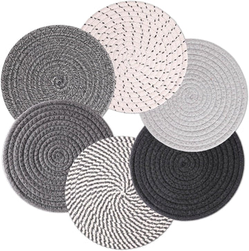 8'' Trivets Hot Dishes, Hot pots and Pans, 6 Heat Resistant Hot Pads, Pot Holders Kitchen, Hot Plate Mats Kitchen