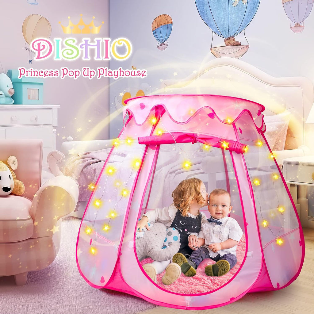 Princess Castle Girls Play Tent with Rug Pop Up Play Tent for Toddlers
