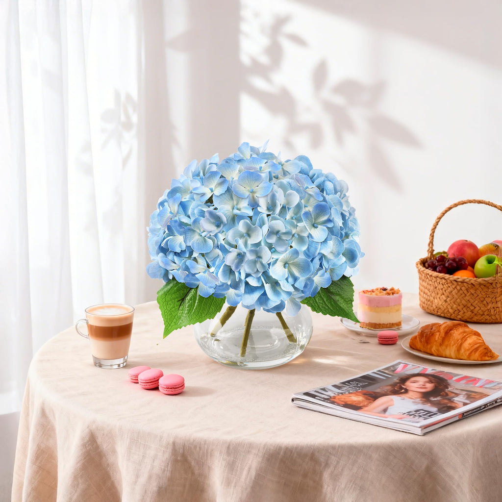 Real Touch Faux in Glass Vase, Light Blue
