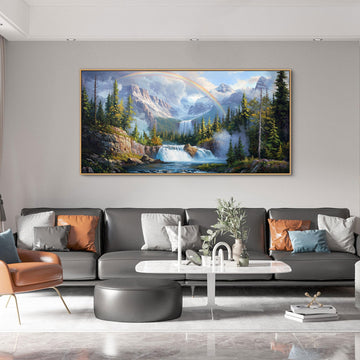Waterfall Wall Art - Natural Picture Artwork for Walls Lake Landscape Zen Canvas Large Wall Art Bedroom Office Home