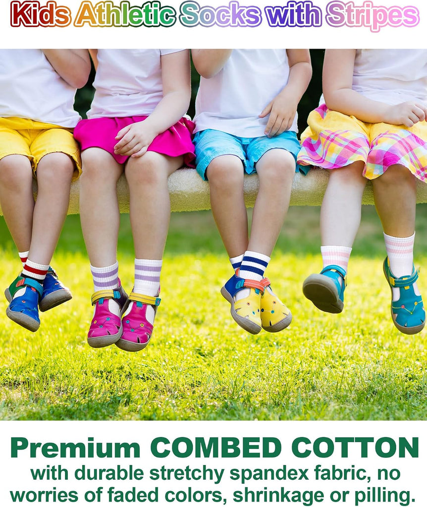 8 Pairs Crew Socks Kids Cotton Striped Socks