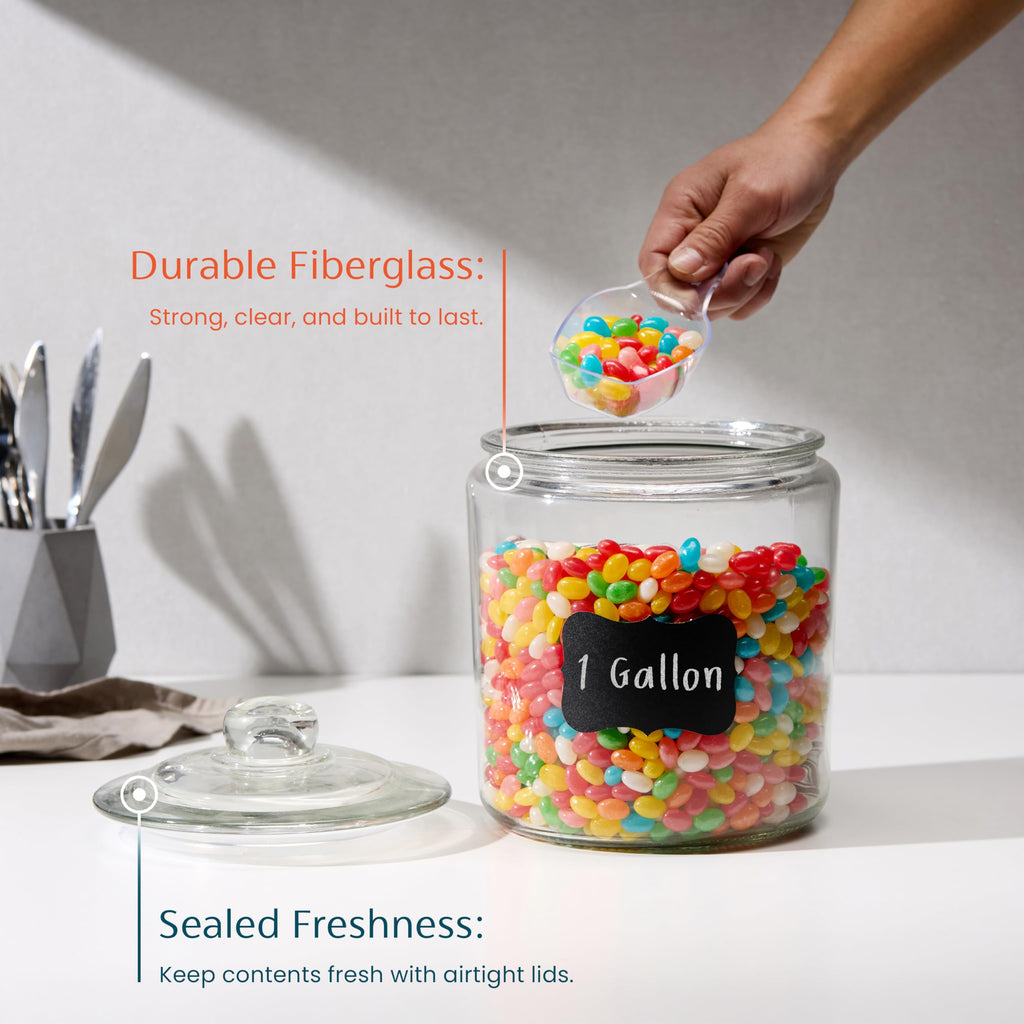 Glass Kitchen Jars, Food & Cookie Storage Containers for Pantry, Bathroom Apothecary Canisters, Airtight Lids