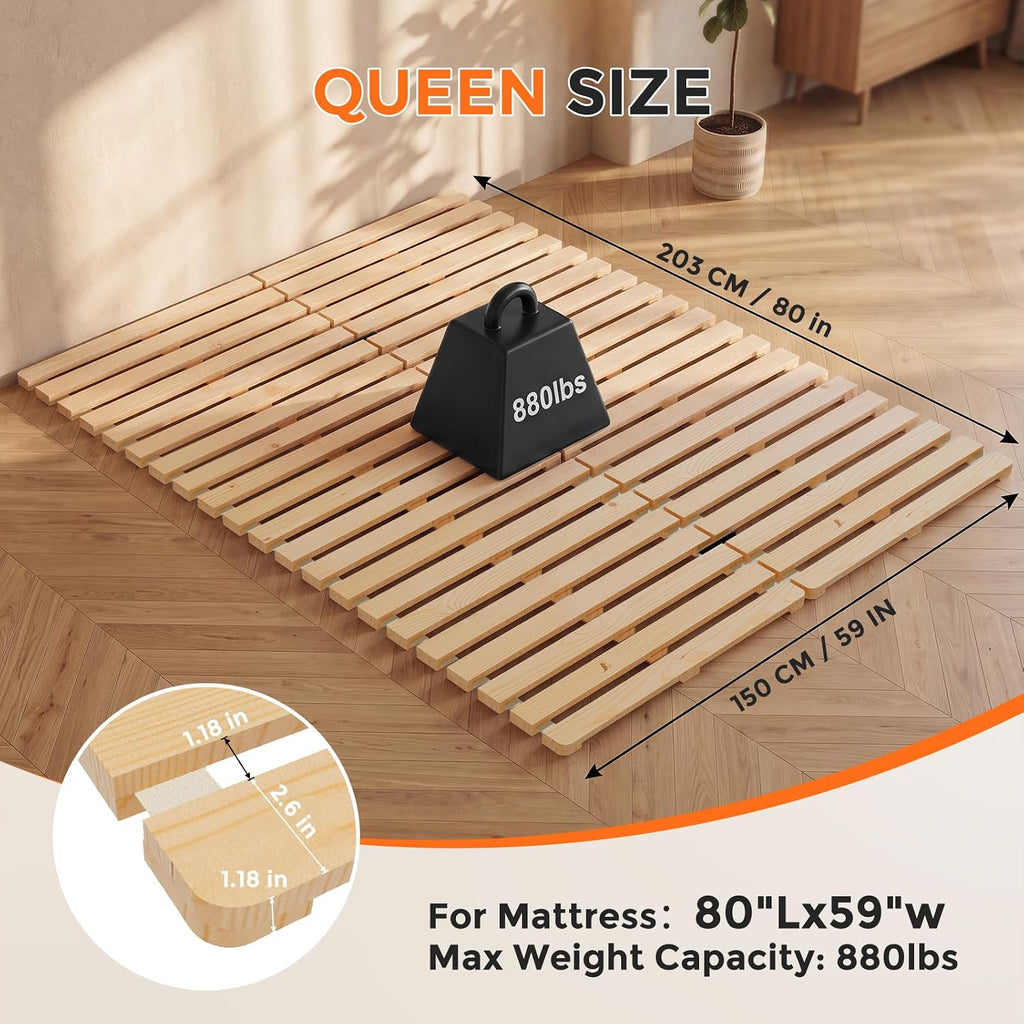 Bed Frame, Foldable Tatami Floor Bed Frame, Futon Frame