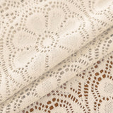 Boho Crochet Tablecloth Rectangle 60 x 84 Inch Beige Farmhouse Handmade Embroidered Cotton Lace Tabl