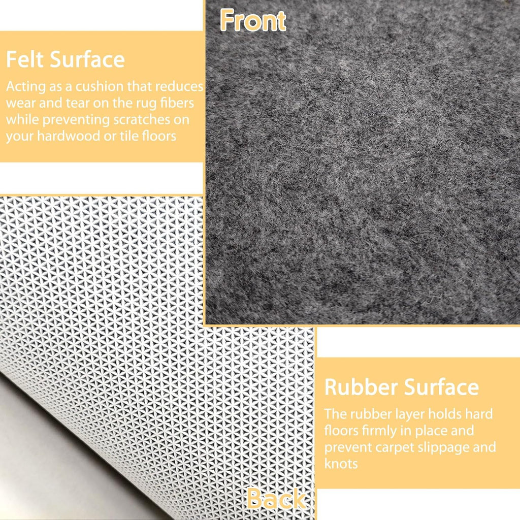 9x12 ft Rug Pad, Waterproof & Non Slip Rug Pads Felt + Rubber Backing, Under Rug Carpet Non Slip Pad for Hardwood - Set of 108