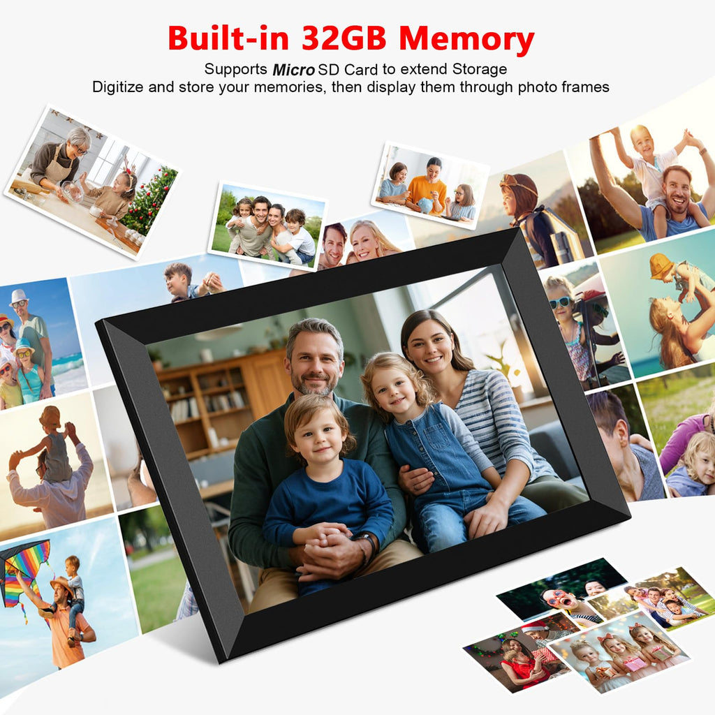 Frameo 10.1 Inch WiFi Digital Photo Frame, 32GB Digital Picture Frame with 1280x800 IPS HD Touch Screen, Auto-Rotate