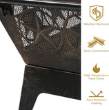 Sunnydaze Northern Galaxy 32-Inch Outdoor Fire Pit with Grill Grate, Spark Screen, and Poker - Heavy-Duty Wood-Burning Fire Pit for Outside - Image 4