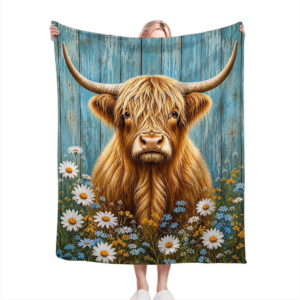 Highland Cow Blanket, Cow Gifts Farmhouse Throw Blanket 60"X80"